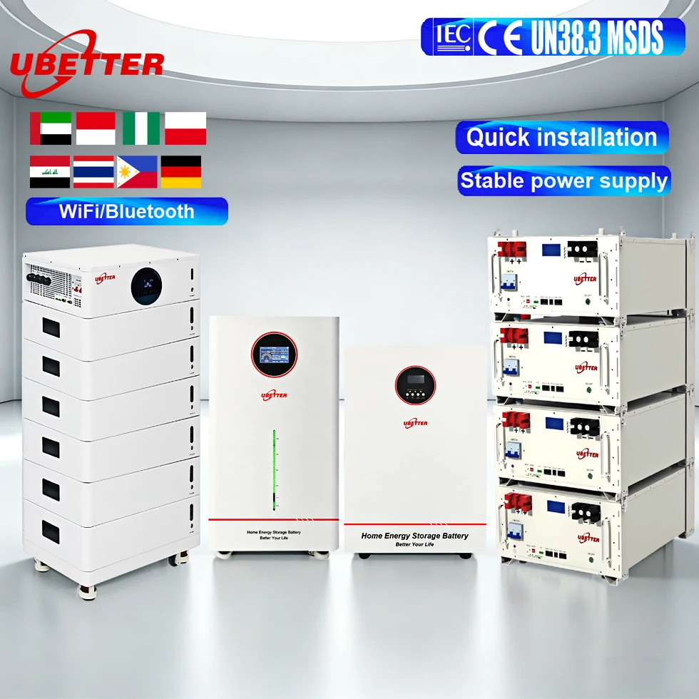 2026 Ubetter Indonesia Stock Solar Energy Storage 5-20kw 200/400ah Off/hybrid Grid Lifepo4 Battery Residential Ip65 Can
