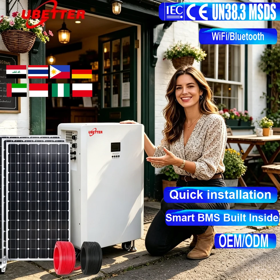 Système d'alimentation solaire au lithium-ion 51,2 V monté au sol avec contrôleur MPPT et durée de vie de 6000 à 8000 cycles