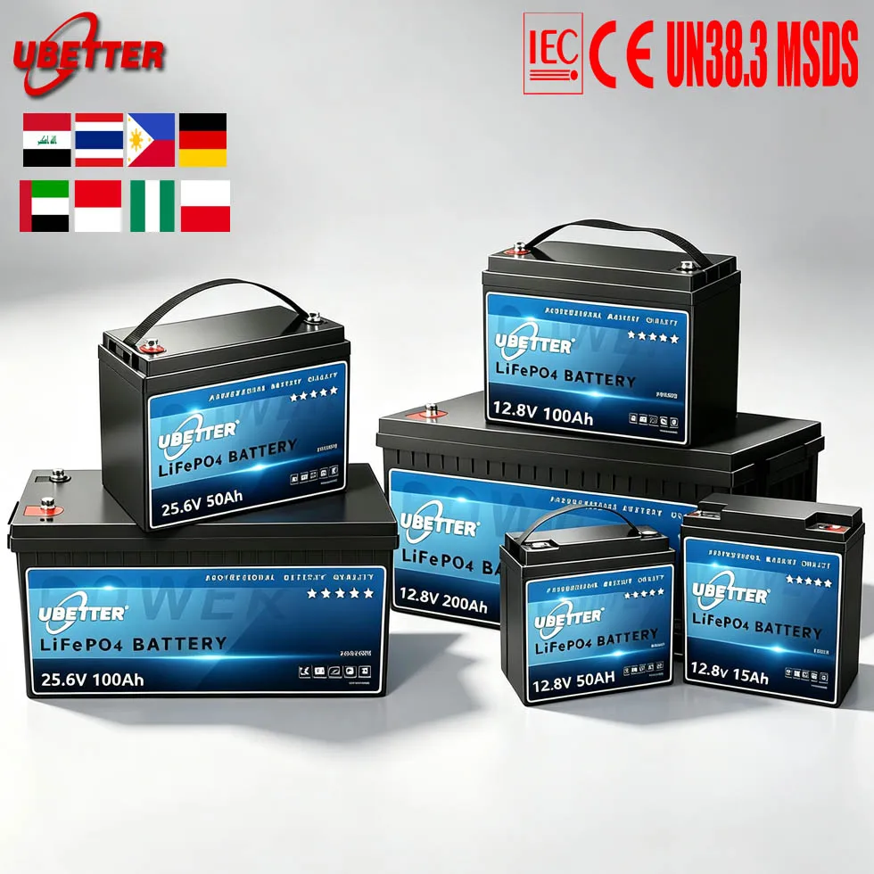 Batterie Lifepo4 à décharge profonde Eu Stock 12v 25,6v 100ah 200ah 300ah 400ah personnalisée Bluetooth Smart Bms Rvs certifiée Ce