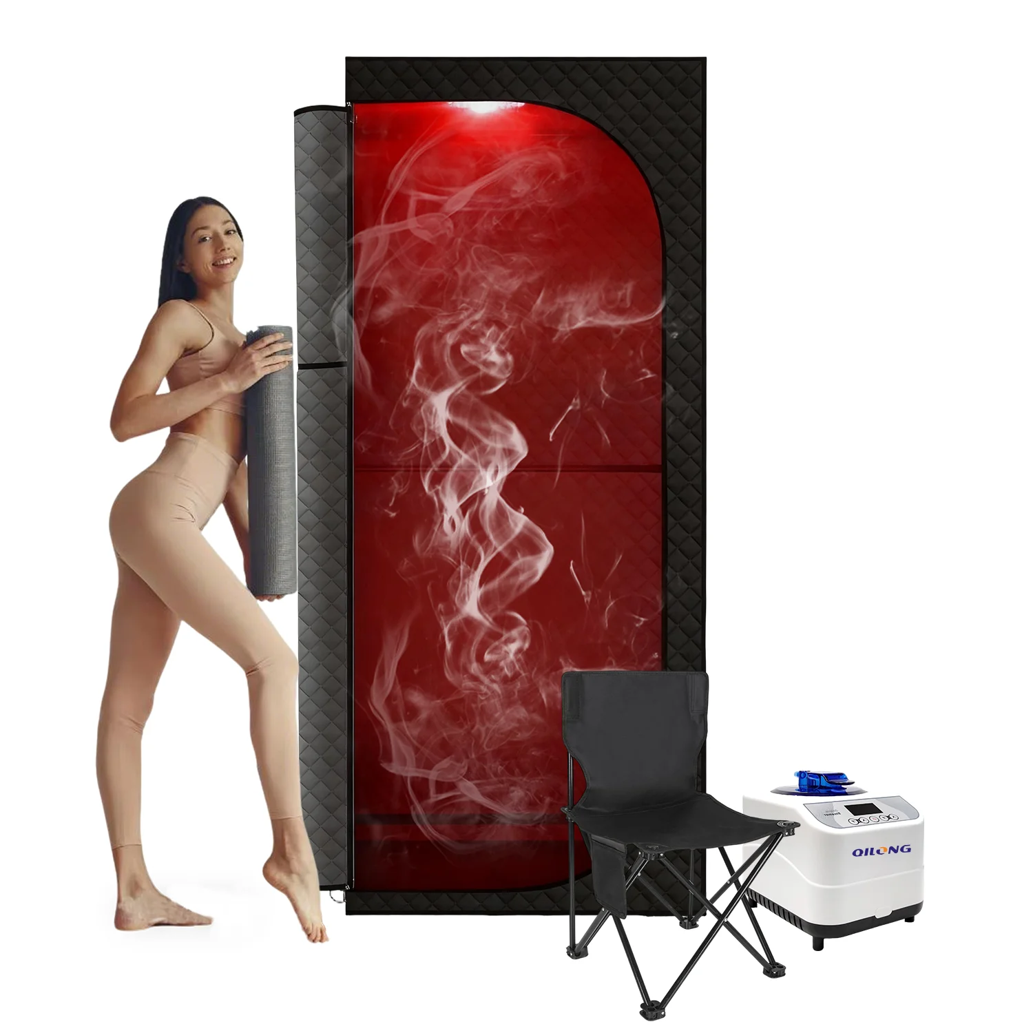 Portable Acrylic Steam Sauna Tent for 1 Person with 1500W Steam Heating and Computer Control Panel