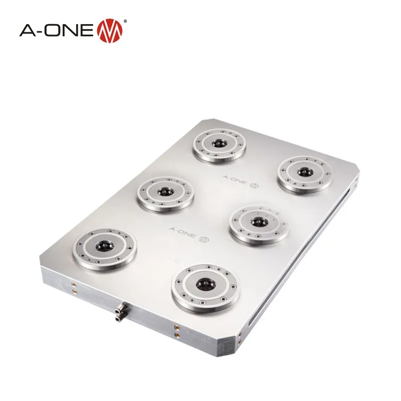 Zero Point Clamping System 6 Centers Automatic Chuck 10000n Clamping Power 0.005mm Repeatability For Okuma 4 Machi