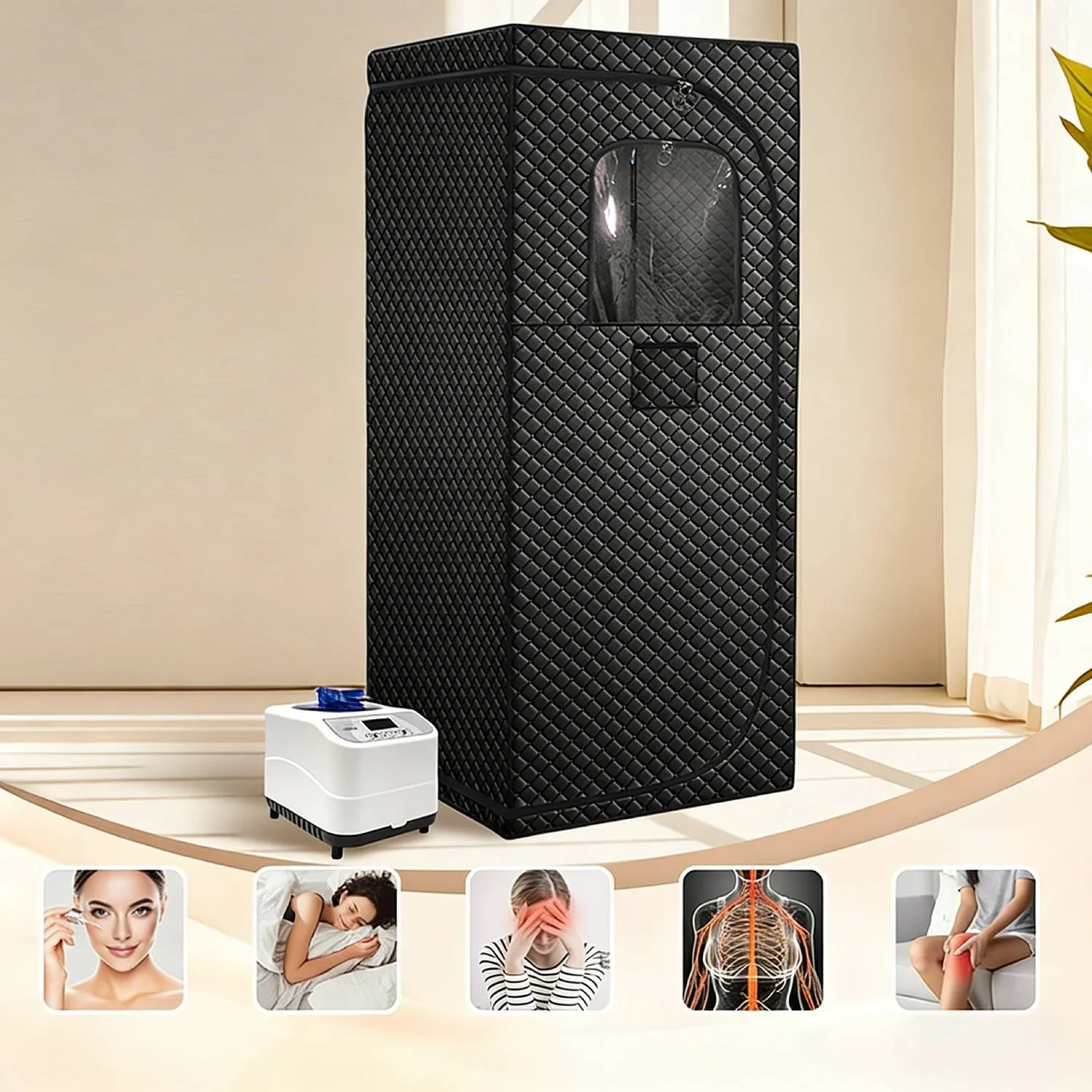 Qilong QL-3013 Modern Acrylic Steam Shower Sauna Combo with Electric Heating and Transom Windows