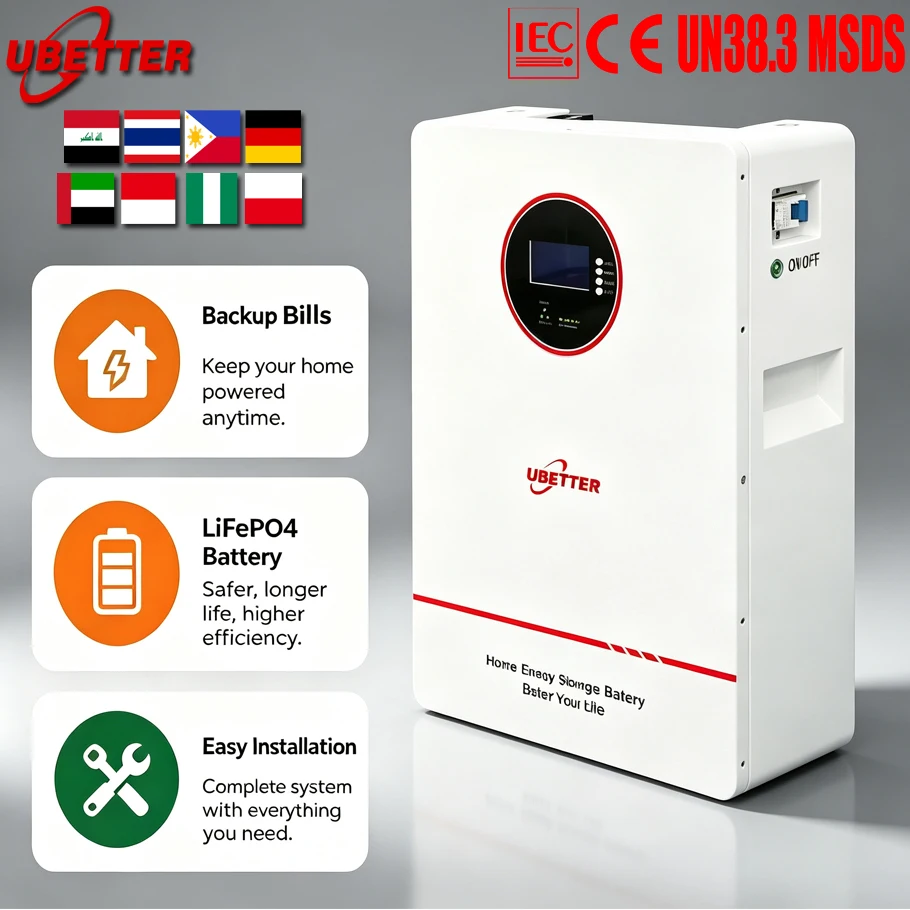 Residential LiFePO4 Power Wall Battery 2.5kWh to 10kWh with Built-in Smart BMS and 6000 Cycle Life