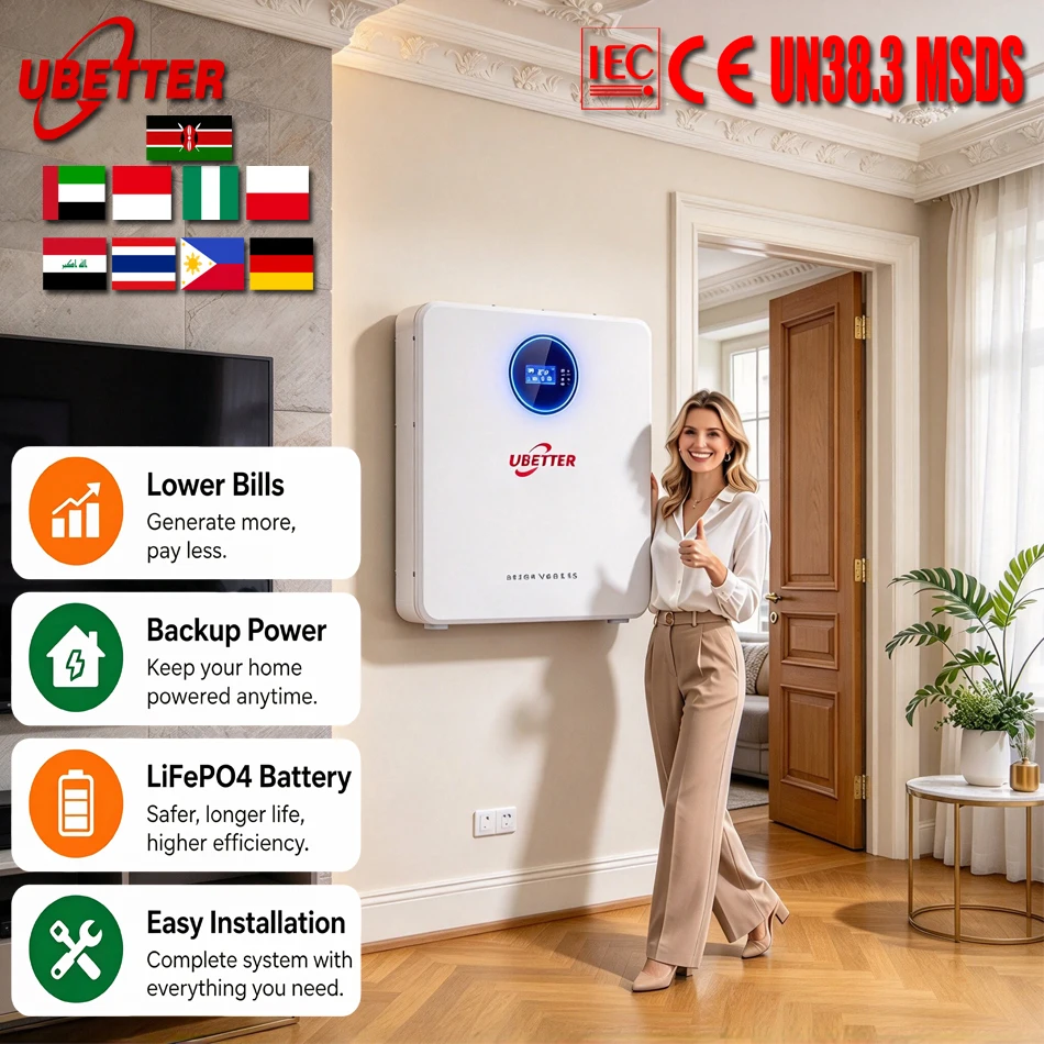 Batteria solare domestica LiFePO4 da parete da 12kWh 51,2V 240Ah per sistemi off-grid e ibridi
