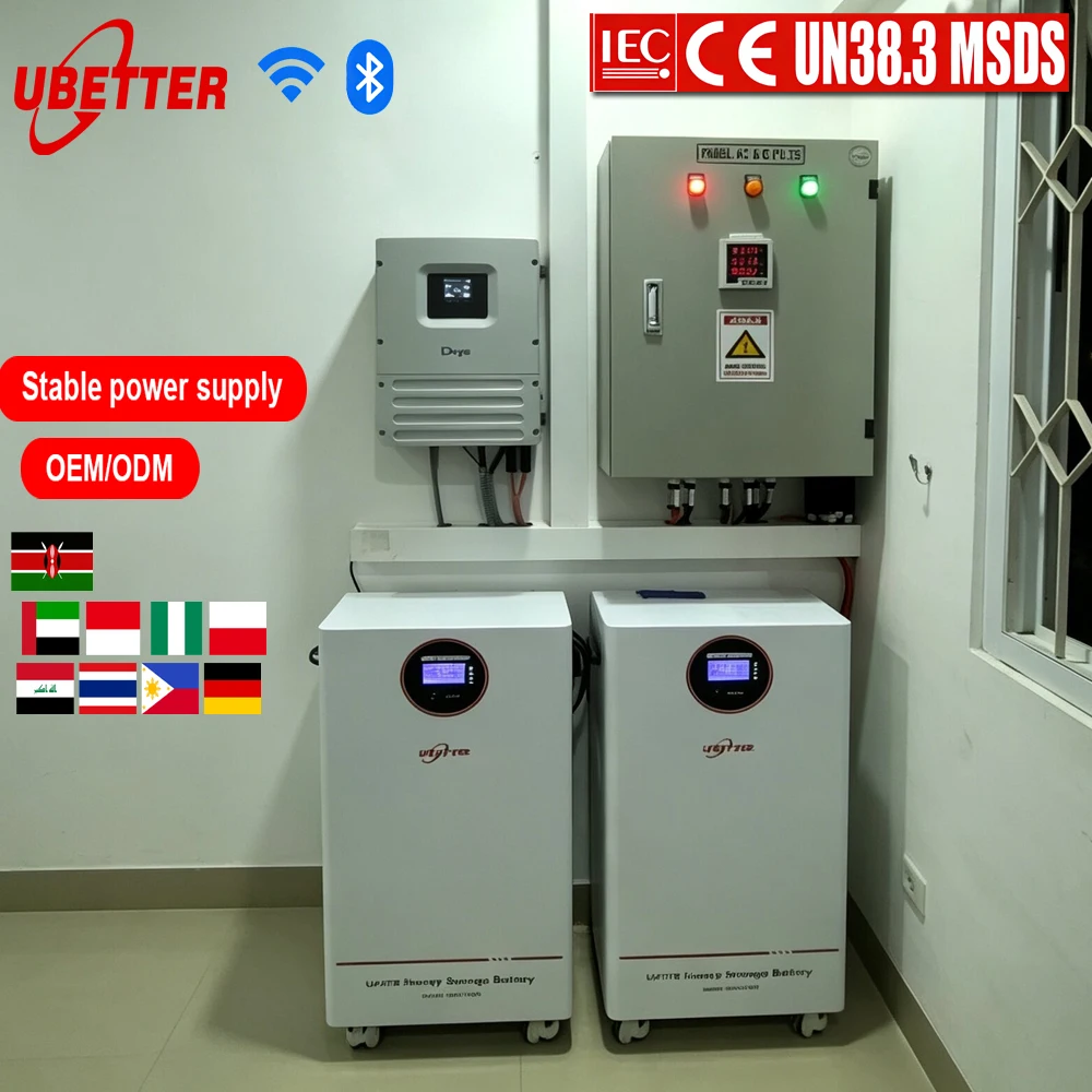 Ubetter Qgl-1250 51,2/48 V 314 Ah 30 kWh Batterie au lithium LiFePO4 6000 cycles Système de stockage d'énergie solaire domestique