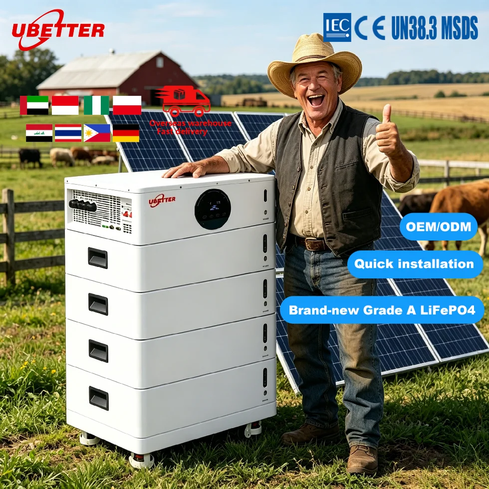 Sistema di accumulo energetico domestico LiFePO4 impilabile da 51,2 V 300 Ah con inverter per solare ibrido e off grid