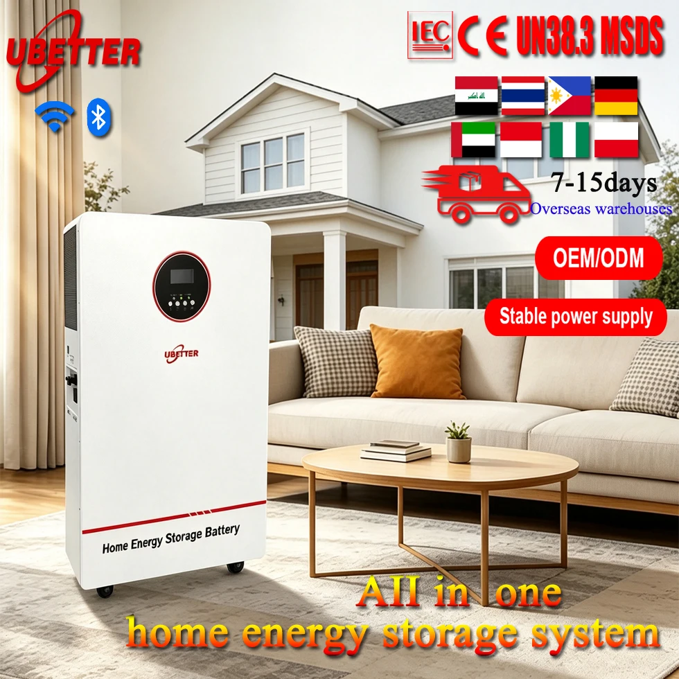 Eu Stock All One Home Lithium Battery 51.2v 5kwh 10kwh Built-in 5kw Inverter Power Wall Energy Storage Solar Lifepo4 Can