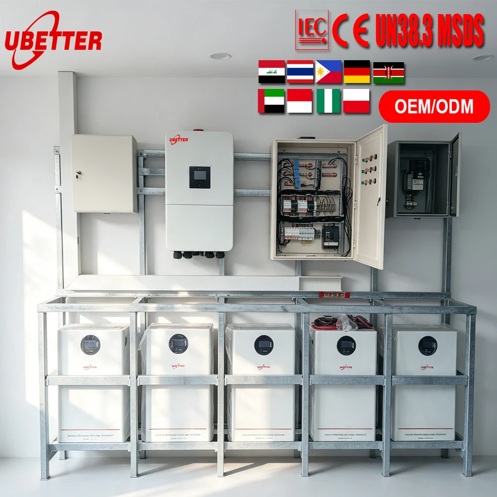 Batterie solaire LiFePO4 51,2 V sur pied avec protection IP65 pour les maisons autonomes et hybrides