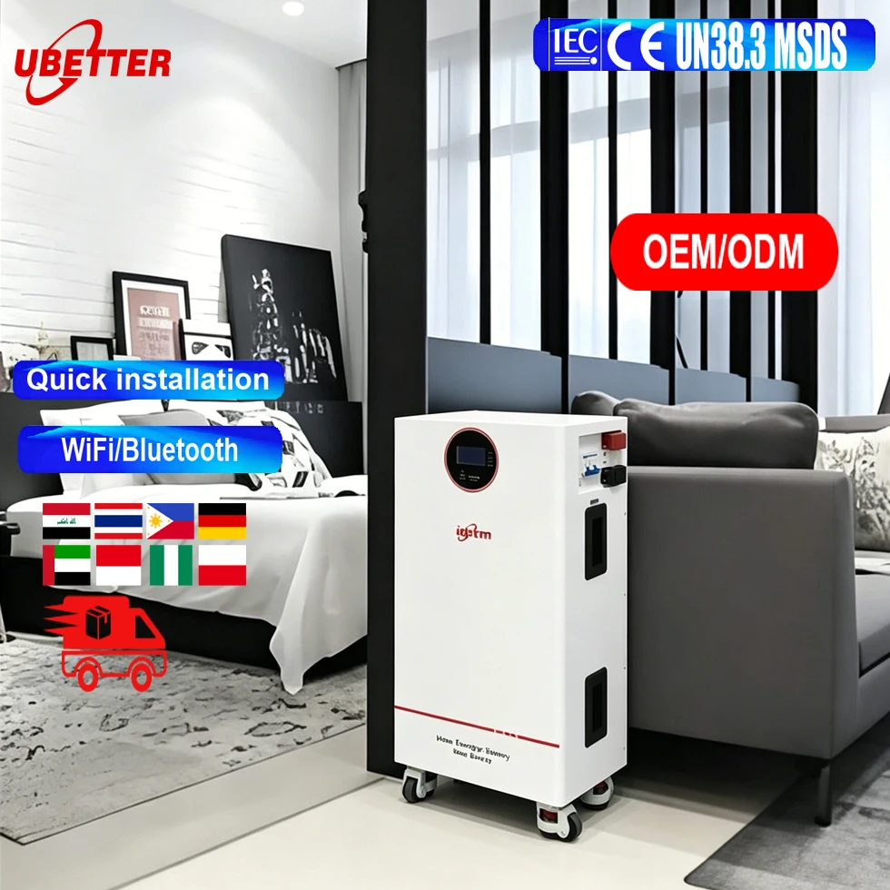 Batterie solaire domestique LiFePO4 Ubetter QGL-1220 51,2 V 314 Ah avec BMS intégré, WiFi, Bluetooth et protection