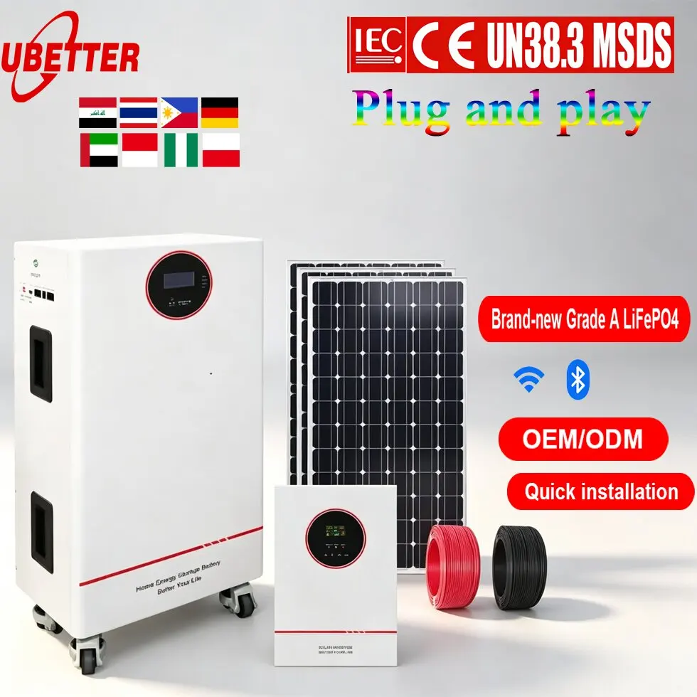 Ubetter 48V/51,2V LiFePO4-Solarbatteriespeichersystem 314Ah 15,2kWh 8000 Zyklen Hausstrom Einphasig CE-zertifiziert