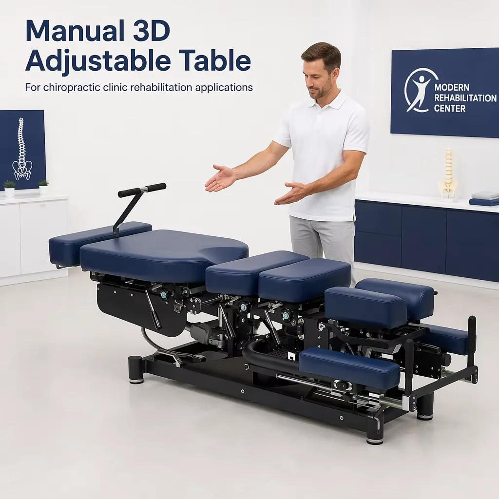 Adjustable 3D Chiropractic Rehabilitation Table with 1840-2280 mm Length and 570-880 mm Height Range