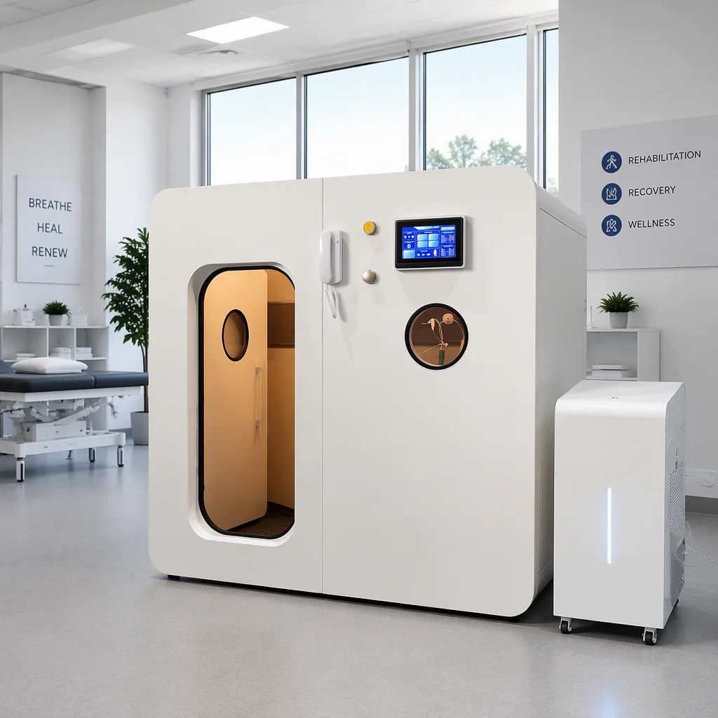 1.9 ATA Caisson hyperbare à oxygène avec enveloppe en acier au carbone et porte en acier pour usage professionnel