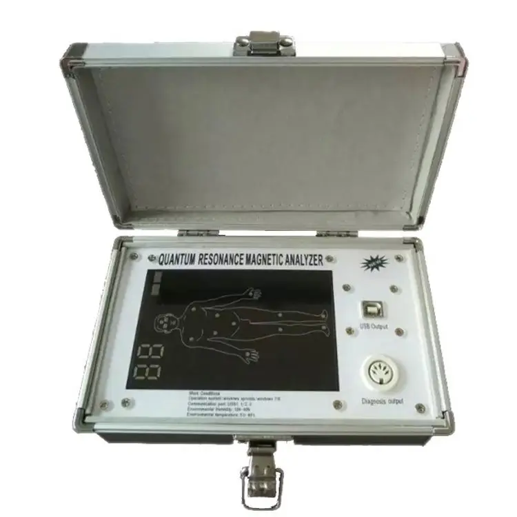 Klasse-II-Quantenresonanz-Magnetkörperanalysator-Gerät in Silber und Gold mit komplettem Zubehörset