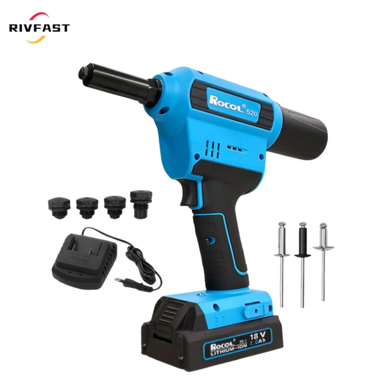 Remachadora inalámbrica recargable con batería, apta para remaches de 2,4-6,4 mm (3/32''-1/4'')