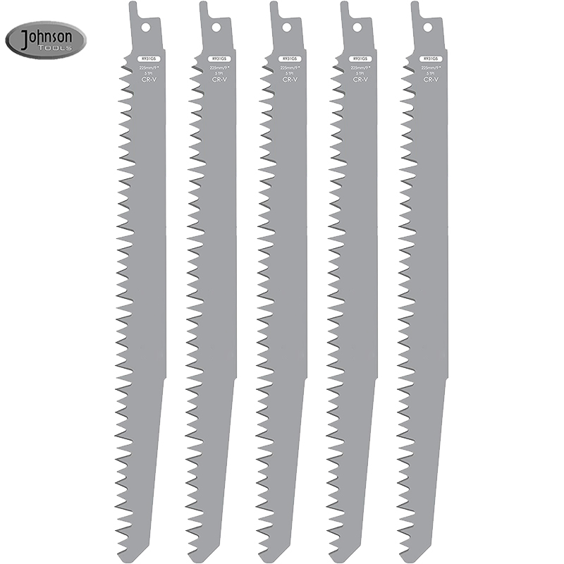 5 Piece 225mm 5TPI Wood Pruning Reciprocating Saw Blades for Wood 9 Inch
