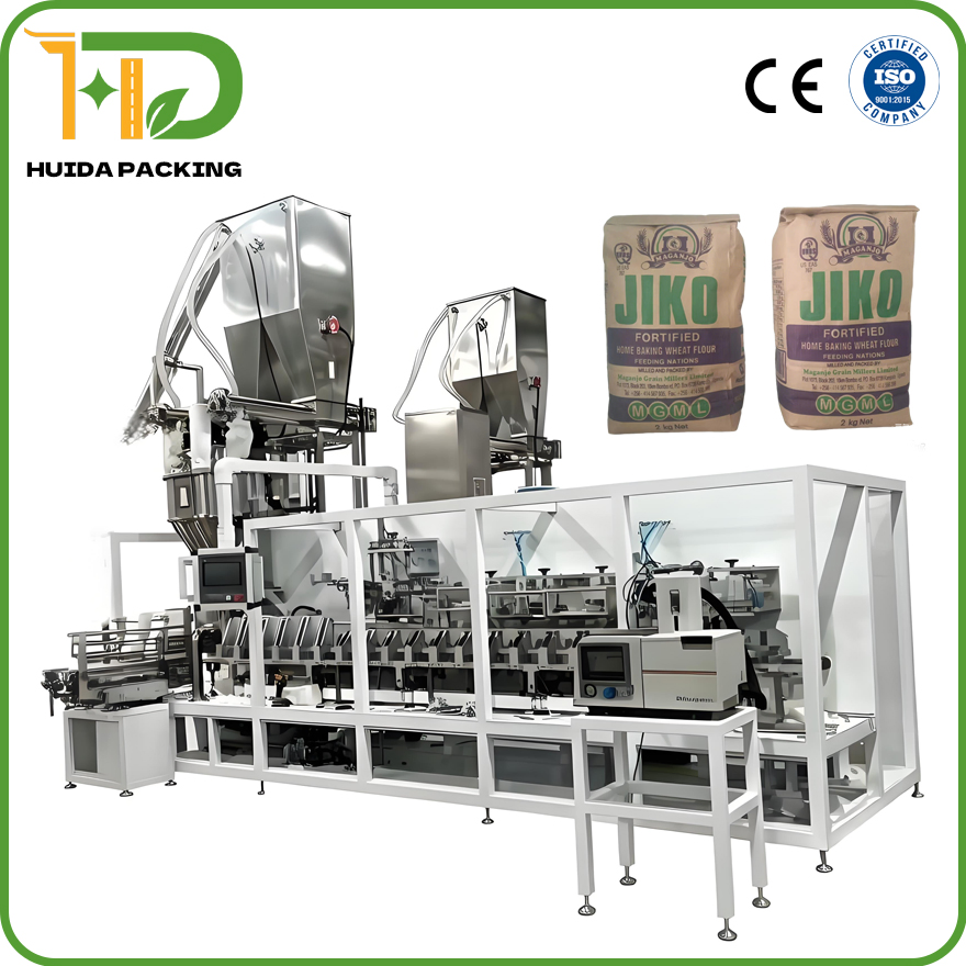 Automatic 1-5kg Flour Packing Machine with Auger Filler for Kraft Paper Bag Packaging