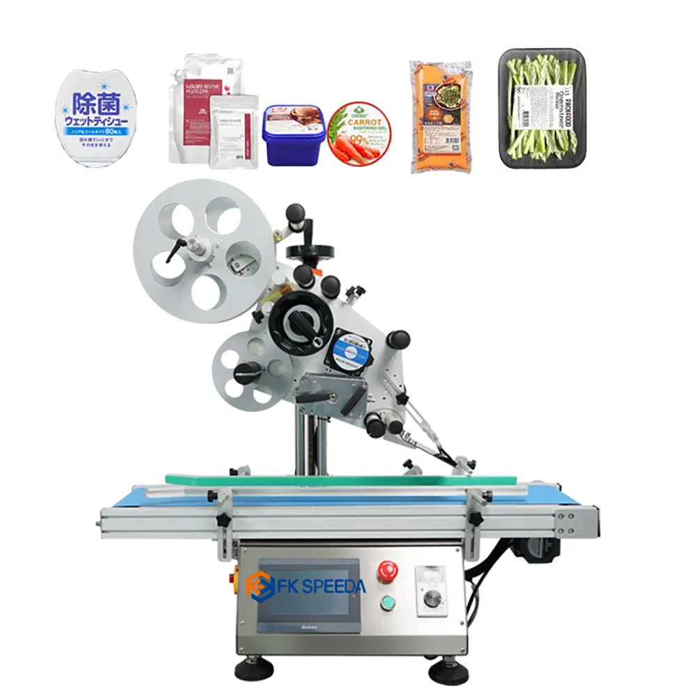 Etichettatrice automatica da tavolo per etichette piane, applicatore di etichette piane per scatole e cartoncini
