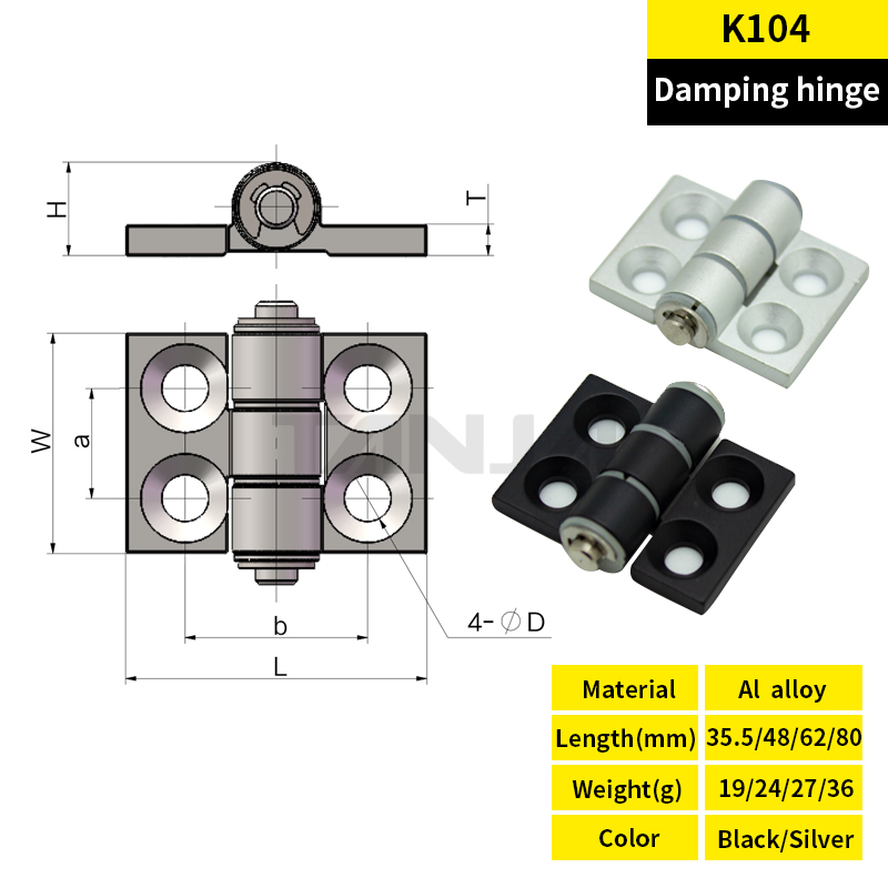 Aluminum Alloy Anodized Light Damping Quiet Lightweight High Strength Hinge
