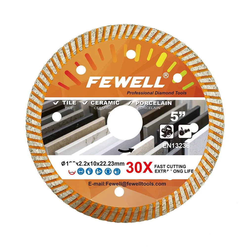 5inch 125*2.2*10*22.23mm Fine Turbo Diamond Saw Blade for Wet or Dry Cutting Tiles and Bricks