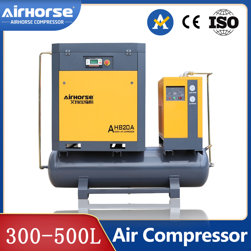 20kW 500L 8bar 81CFM Energy Saving Silent Twin Screw Air Compressor with Tank, Dryer and Filter