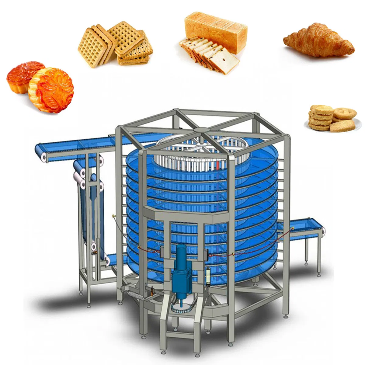IQF Quick Spiral Conveyor Cooling Freezing Machine for Bread Toast Biscuits