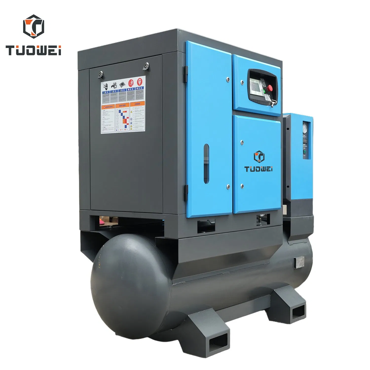 15kw 12bar All-in-One Fixed Speed Rotary Screw Air Compressor Aivter with 450L Air Tank