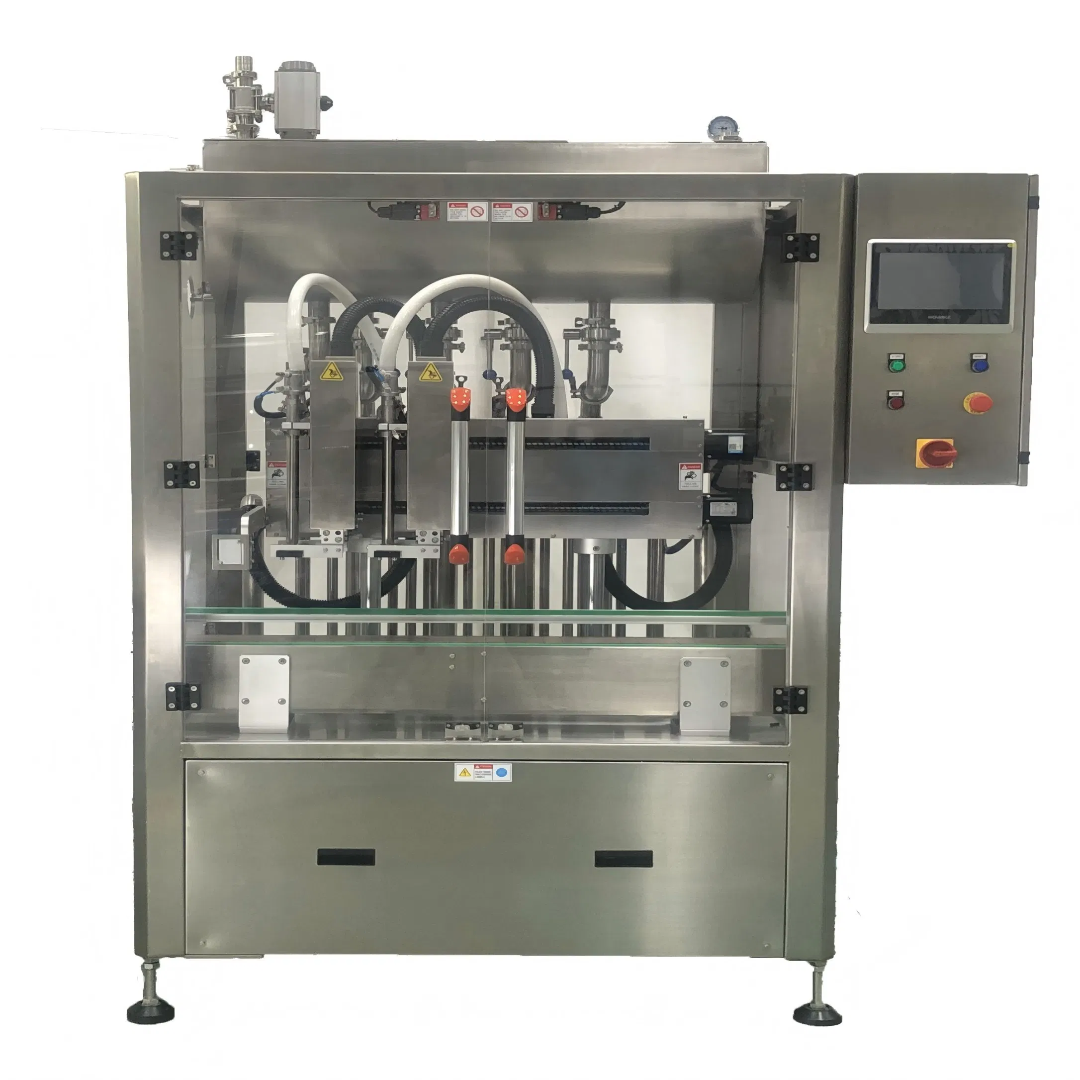 Macchina riempitrice automatica a inseguimento APFF-2S ad alta precisione, riempitrice con touch screen HMI da 10 pollici per prodotti chimici/pesticidi/alimentari, apparecchiatura di confezionamento senza bottiglia senza riempimento