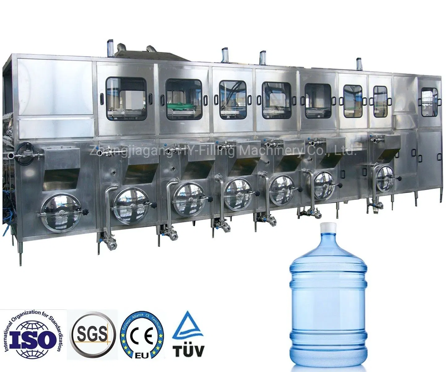Lineare & rotative 3-5-Gallonen-Fass-Wasserabfüllproduktionslinie mit einer Kapazität von 150-2000 Flaschen pro Stunde