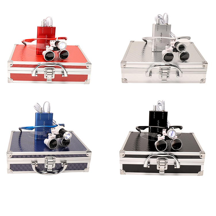 Lumière frontale dentaire portable OEM avec loupe binoculaire, instruments de chirurgie, lampe, loupes 3,5X