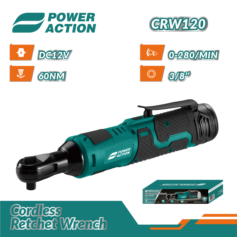 Power Action 12V Lithium Battery Cordless Ratchet Wrench with 60 Torque