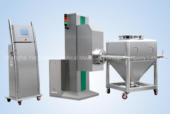 Mezcladora de contenedores farmacéuticos con elevación automática