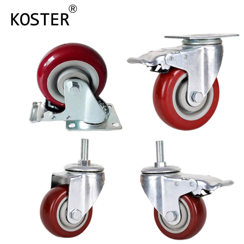 Double Bearing Polyurethane Swivel Industrial Caster Wheel with Brake