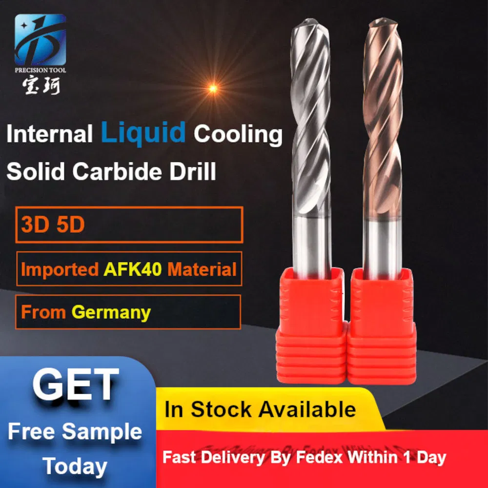 Baoke 3xd 5xd Internal Cooling Solid Carbide Inner Coolant Drill Carbide Drill with Coolant Hole Tungsten Carbide Internal Cooling Drill Bits for Steel Aluminum