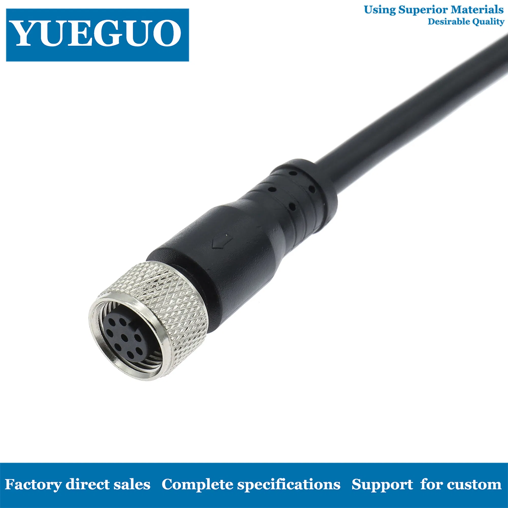 Conector impermeable hembra recto M12 de 8 núcleos