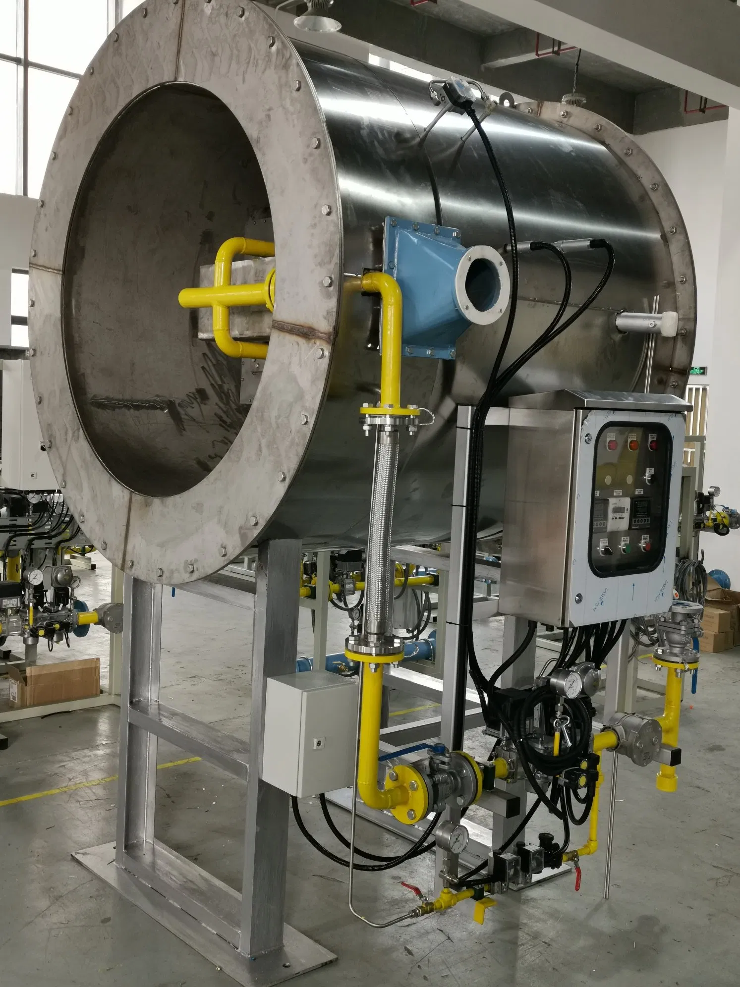Generador industrial de aire caliente para el secado de fosfato de hierro y litio