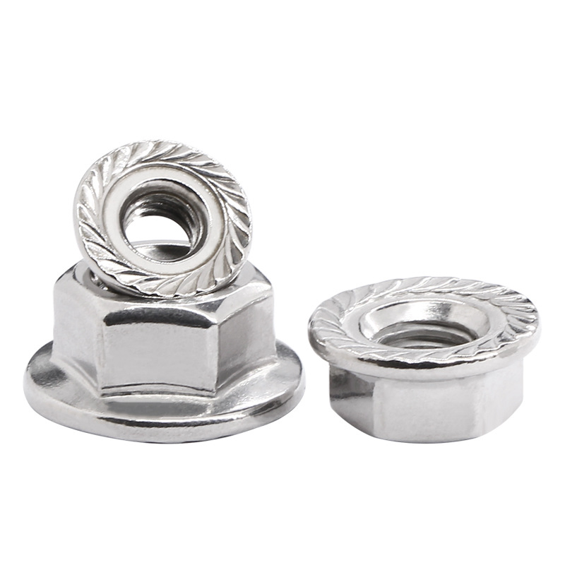 Tuerca hexagonal con brida de acero inoxidable DIN 6923, sujetador roscado métrico