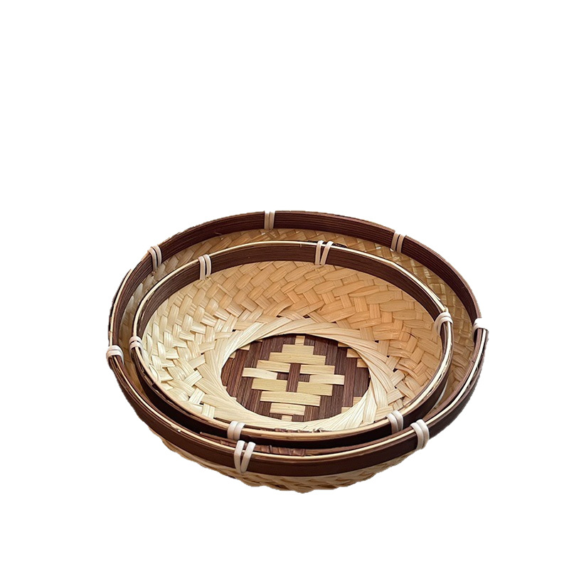 Handmade Bamboo Basket Fruit Tray for Snack Candy Storage