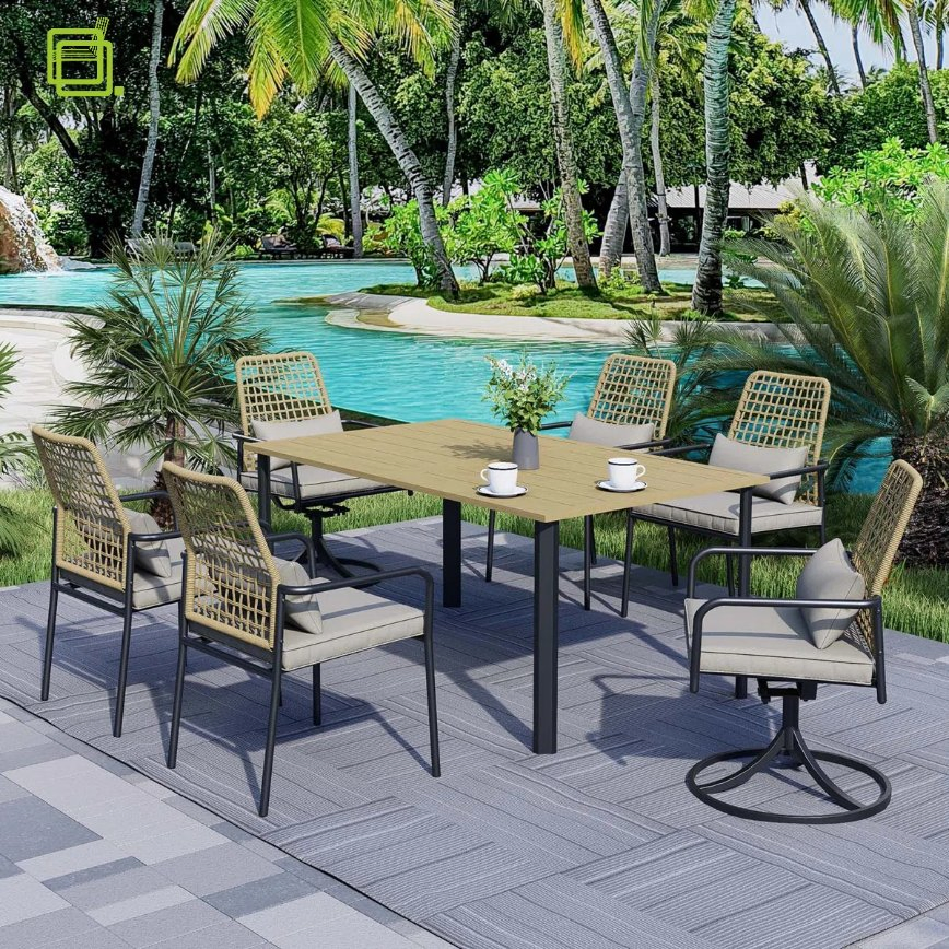 Classic Square Rust Proof Aluminum Powder Coat Balcony Terrace Dining Table