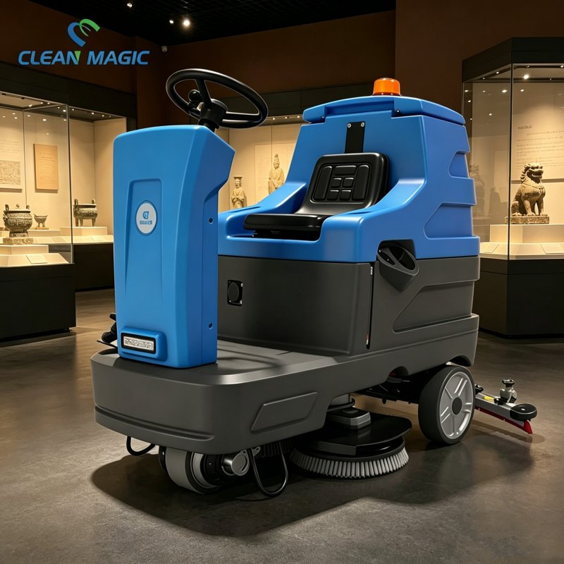 Ride-On Driving-Type Floor Scrubber Cm85, Floor Cleaning and Suction Combined Vehicle for Workshop Property Mall
