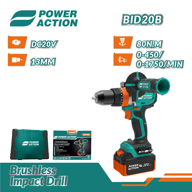 Electric Power Brushless 20V Mini Lithium Rechargeable Cordless Driver Impact Hammer Drill