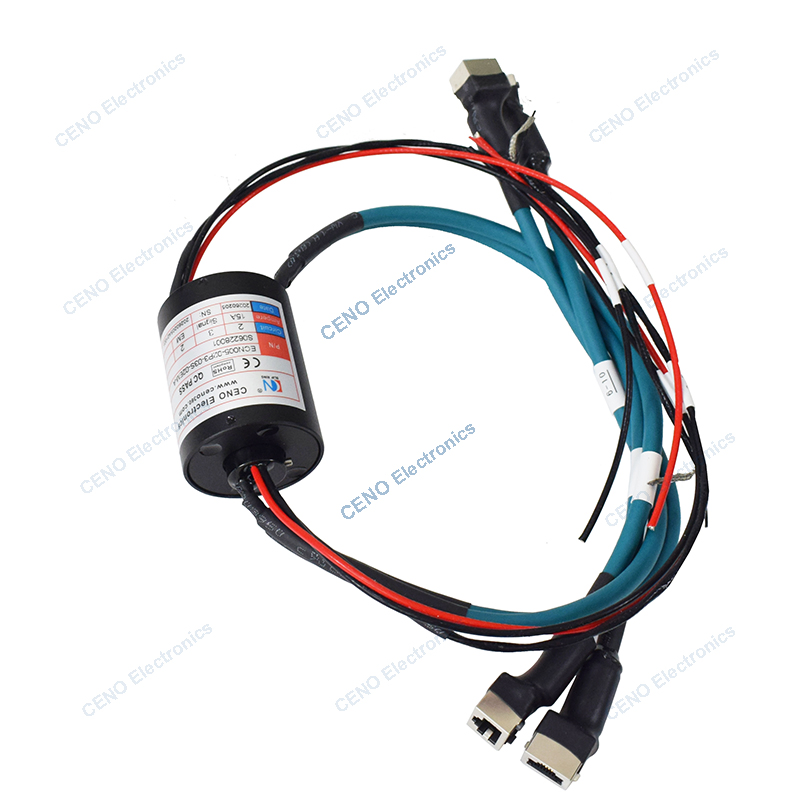 Anillo colector de señal Ethernet de orificio pasante con alimentación eléctrica para brazo robótico industrial