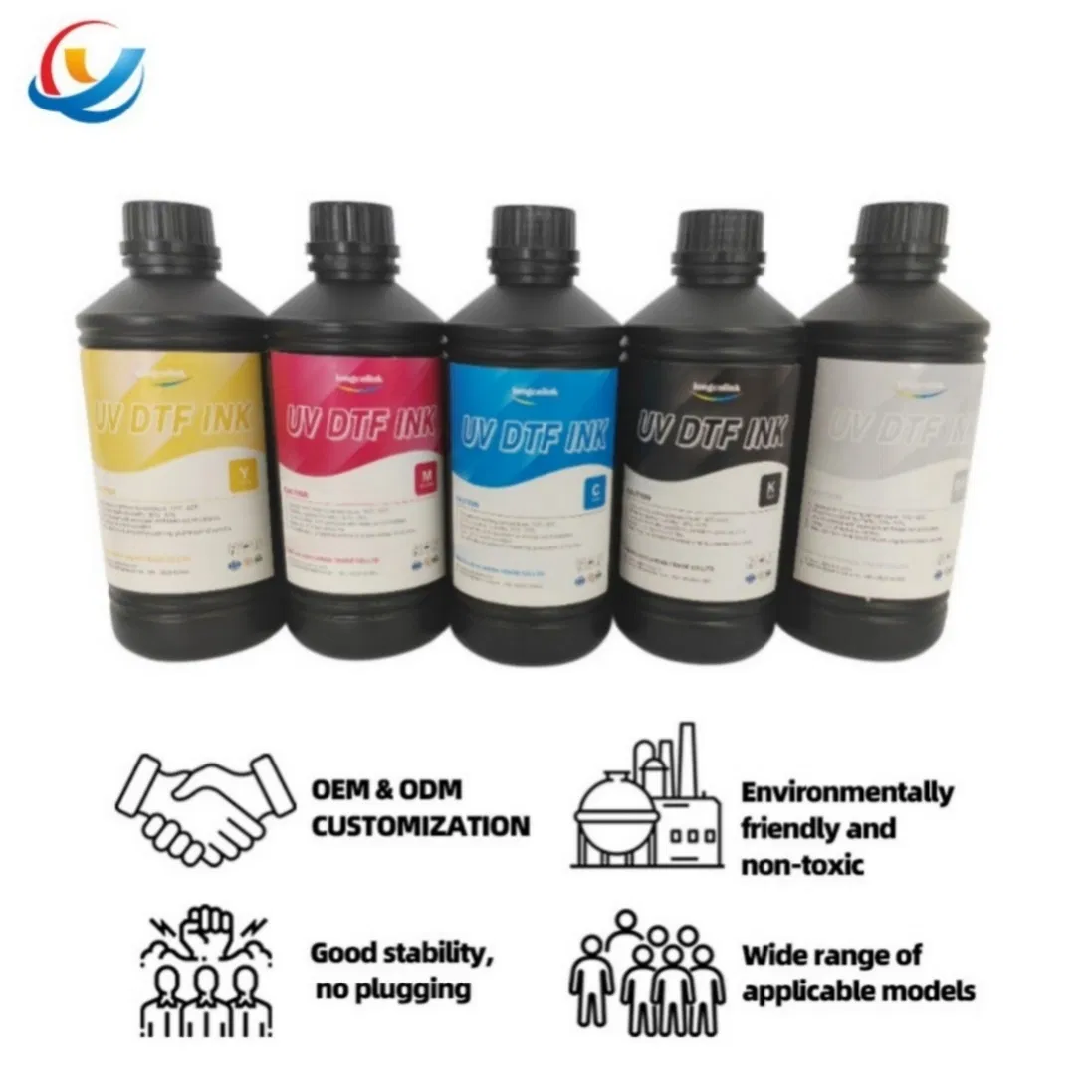 High Adhesion High Saturation Anti-Yellowing UV Dtf Pigment Printer Ink for Crystal Label Sticker/Konica 512I 1024I/
