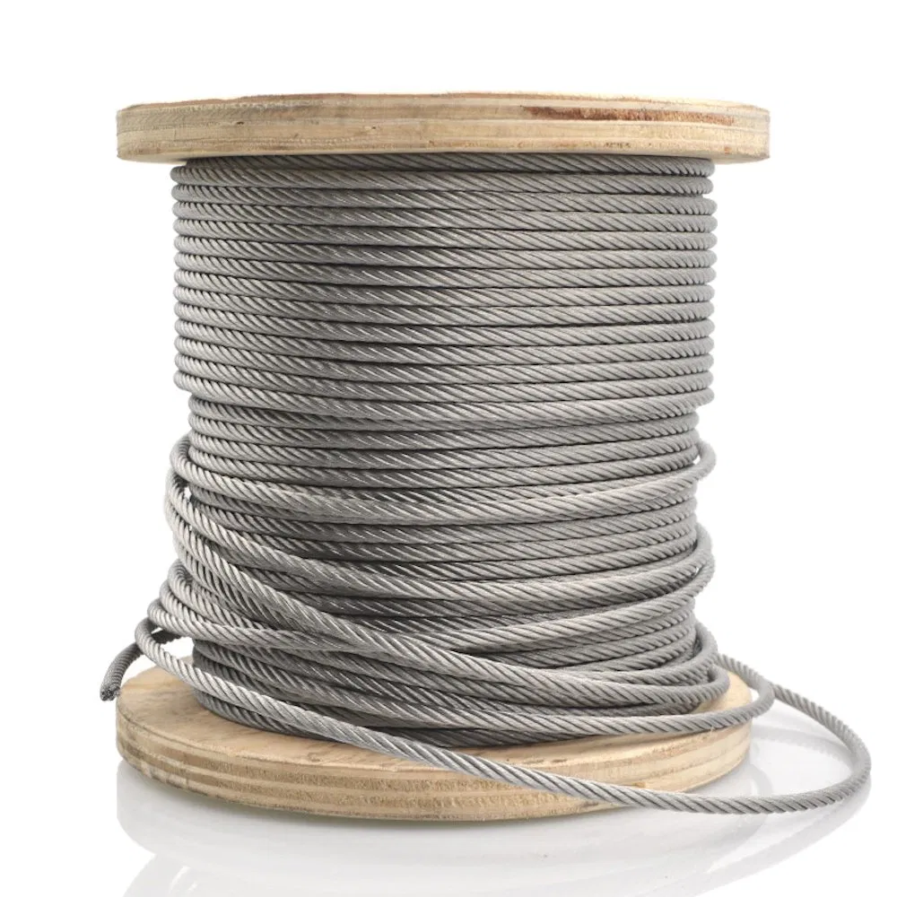 Câble en acier inoxydable galvanisé revêtu de carbone pour ligne de vie de construction grue à tour élingue à pression câble de main courante en bois