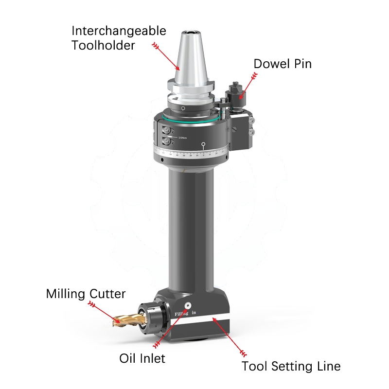 Cabezal angular de 90° para fresadora CNC BT40-ER25-210