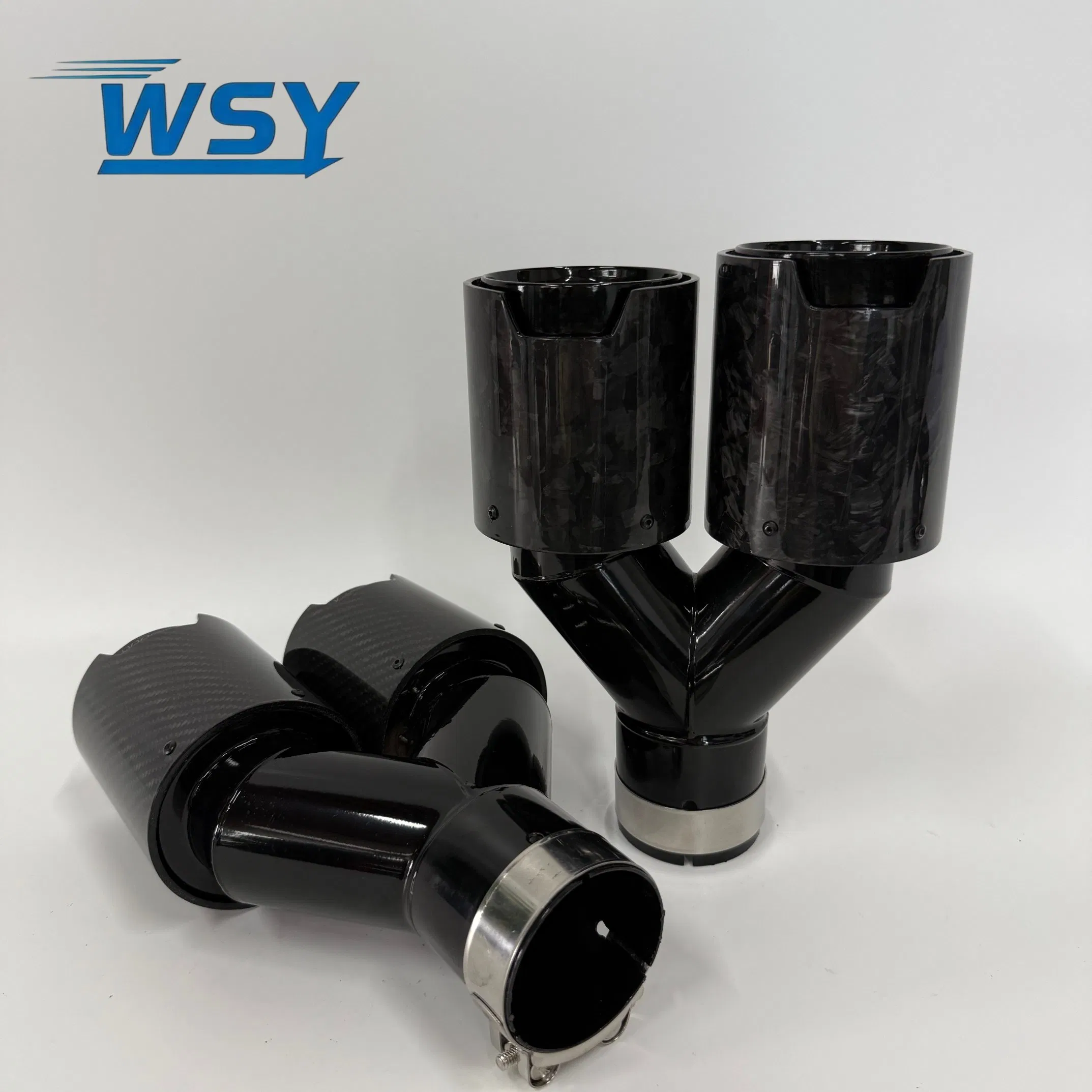 Wholesales Price Stainless Steel+Carbon Fiber Bm*W Exhaust Tips with 93mm Dual Outlets