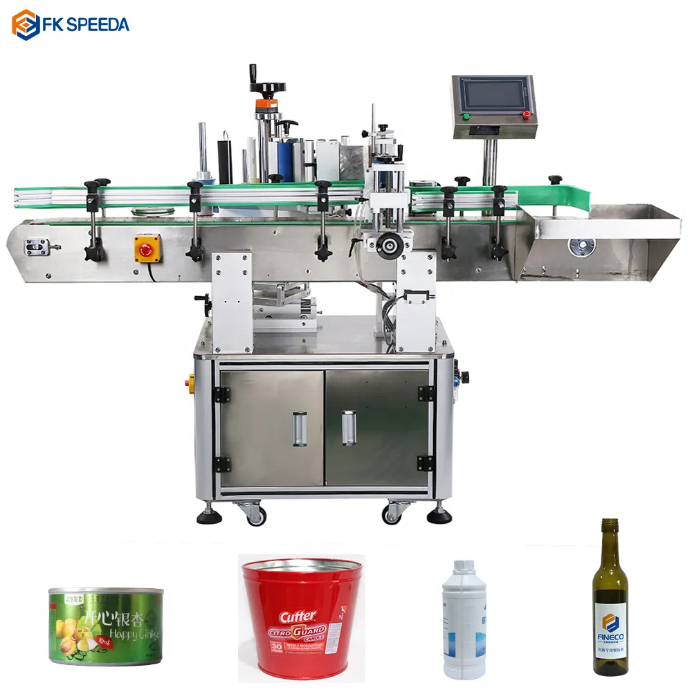 Etichettatrice automatica per barattoli con etichetta avvolgente adesiva in plastica e vetro per bottiglie d'acqua rotonde