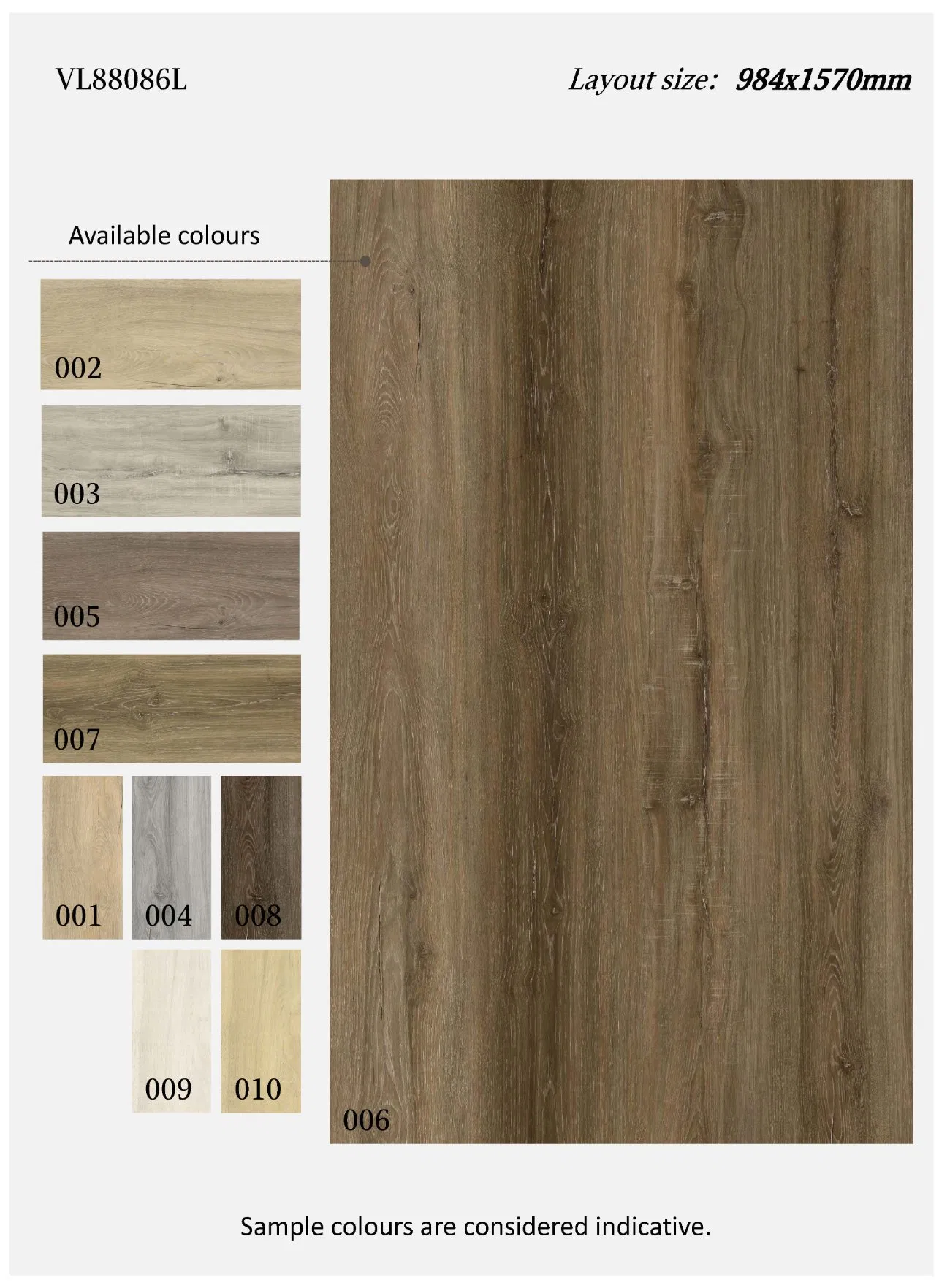 Film décoratif imprimé en PVC à motif bois de caryer pour revêtement de sol en vinyle plastique SPC