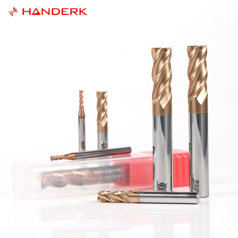 Handerk ISO9001 HRC55 2/4flutes Tisin Coated Tungsten Carbide Square End Mill for CNC Tool