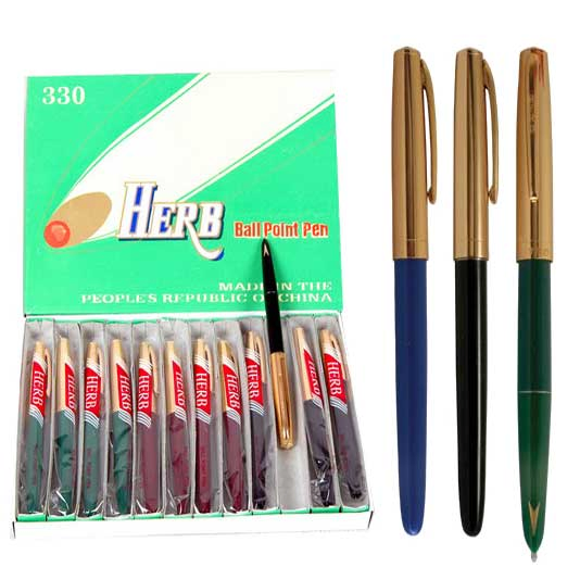 Ball Point Pen Herb 330 with Golden Metal Cap
