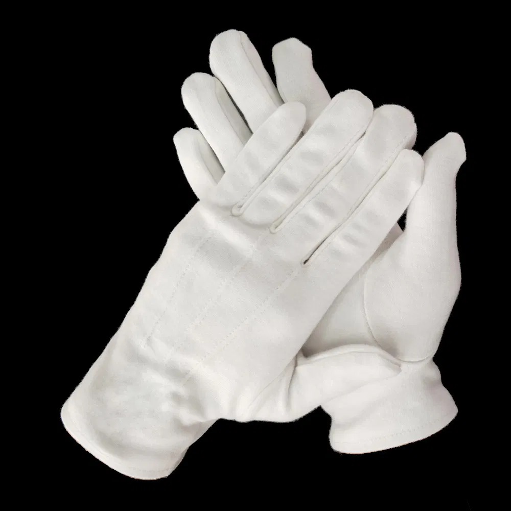 Guantes de gala blancos con tres rayas y agarre